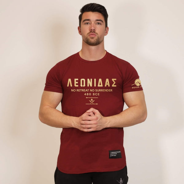 Nemesis T-Shirt - Burgundy x Gold (Leonidas) - Spartathletics