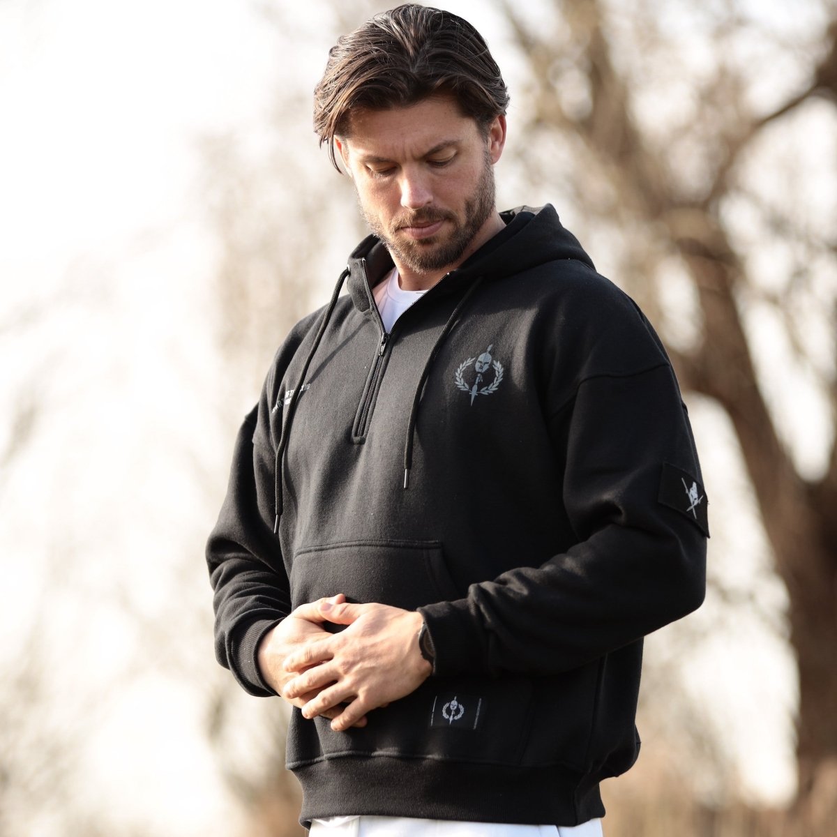 03-SP1 | Shadow Ops Half Zip Hoodie - Onyx (Oversized - Fully