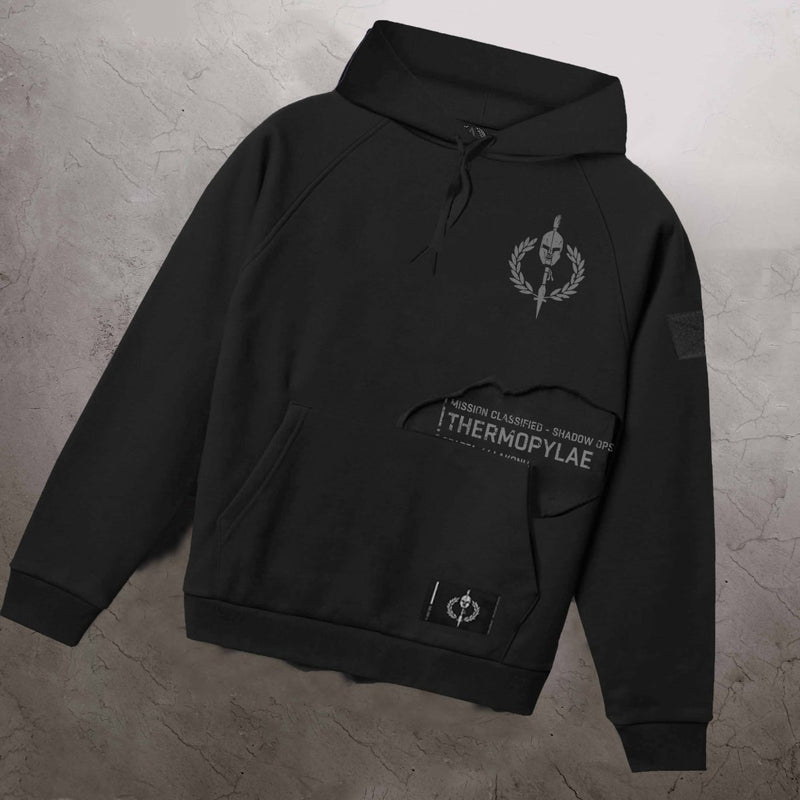 //03-SP1 | Shadow Ops Torn Hoodie - Onyx (Oversized - Fully Customizable) - Spartathletics