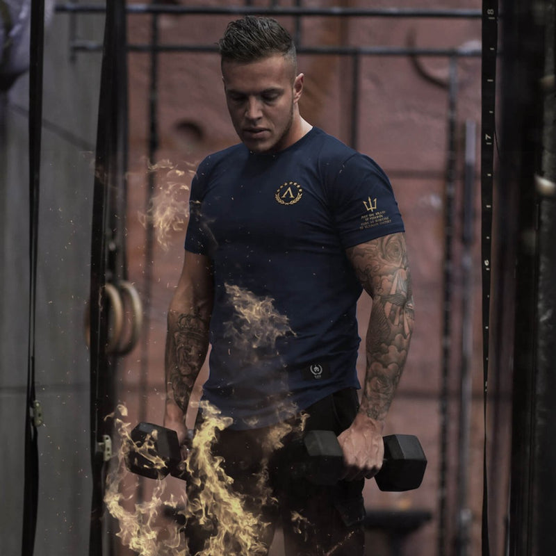 Glory T-Shirt - Navy x Gold (Poseidon) - EU 🇪🇺 | Spartathletics