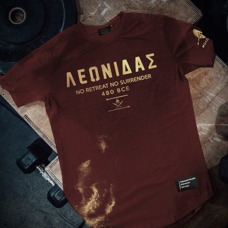 Nemesis T-Shirt - Burgundy x Gold (Leonidas) - EU 🇪🇺 | Spartathletics