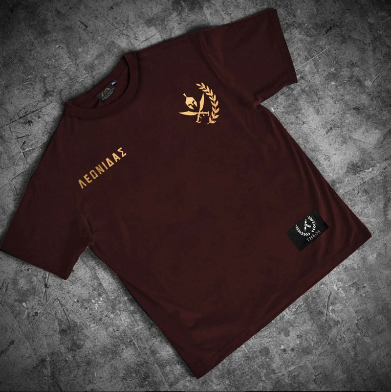 Theos T-Shirt - Burgundy (Leonidas - Oversized) - Spartathletics