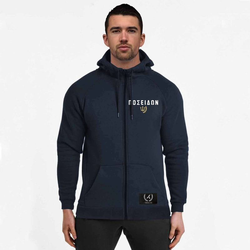 Theos Zippered Sweater - Navy (Poseidon) - Spartathletics
